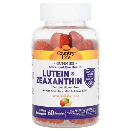 Country Life, Lutein &amp; Zeaxanthin Gummies, Natural Mango, 60 Gummies