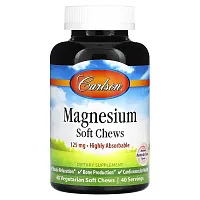 Carlson, Magnesium, Natural Berries &amp; Creme, 125 mg, 40 Vegetarian Soft Chews