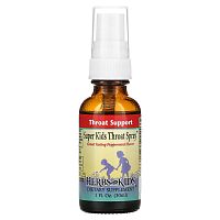 Herbs for Kids, Детский спрей для горла Super Kids Throat Spray со вкусом перечной мяты, 30 мл (1 жидкая унция)