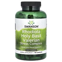 Swanson, Rhodiola Holy Basil Valerian Stress Complex, 180 Capsules