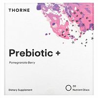 Thorne Research, Prebiotic+, пребиотики, гранат и ягоды, 30 растворимых дисков с питательными веществами