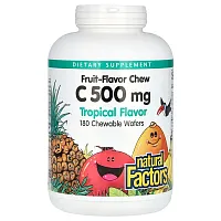 Natural Factors, Vitamin C, Fruit-Flavor Chew, Tropical, 500 mg, 180 Chewable Wafers