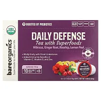 BareOrganics, Daily Defense, Tea with Superfoods, Green Tea, 10 Pods, 0.17 oz (4.75 g) Each