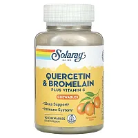 Solaray, Quercetin &amp; Bromelain Plus Vitamin C Chewables,  Natural Orange, 90 Chewables