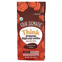 Four Sigmatic, Think, Organic High Caf Coffee with Lion&#x27;s Mane Mushroom &amp; Yacon, Ground, Dark Roast, 12 oz (340 g)