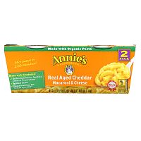 Annie's Homegrown, Macaroni & Cheese, 2 пакетика, настоящий выдержанный чеддер, 57 г (2–2,01 унции) в каждой чашке