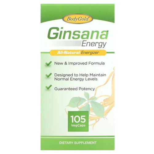 BodyGold, Ginsana Energy, All-Natural Energizer, 105 VegCaps