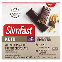 SlimFast, Meal, Keto, со взбитым арахисовым маслом и шоколадом, 5 пакетиков по 42 г (1,48 унции)