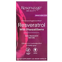 Reserveage Beauty, Resveratrol with Pterostilbene , 500 mg, 60 Veggie Capsules