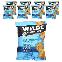 Wilde Brands, Protein Chips, Sea Salt &amp; Vinegar, 8 Bags, 1.34 oz (38 g) Each