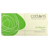 Cottons, Тампоны из 100% натурального хлопка, обычные, без запаха, 16 тампонов