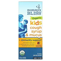 Mommy&#x27;s Bliss, Kids, Organic Cough Syrup &amp; Mucus + Immunity Support, 1-12 Yrs, Elderberry, 4 fl oz (120 ml)