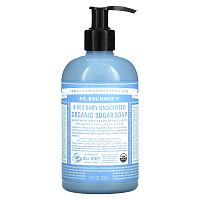 Dr. Bronner's, Органическое сахарное мыло 4 в 1, для рук, лица, тела и волос, детское без запаха, 355 мл (12 жидк. Унций)