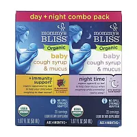 Mommy&#x27;s Bliss, Baby, Organic Cough Syrup &amp; Mucus, Day/Night Pack, Age 4 Months+, 2 Pack, 1.67 fl oz (50 ml) Each