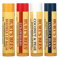 Burt's Bees, Увлажняющие бальзамы для губ, ассорти, 4 шт. В упаковке, 4,25 г (0,15 унции)