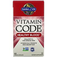 Garden of Life, Vitamin Code, Healthy Blood, 60 веганских капсул