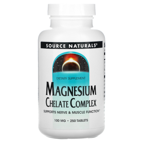 Source Naturals, комплекс хелата магния, 100 мг, 250 таблеток