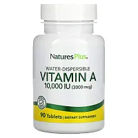 NaturesPlus, Water-Dispersible Vitamin A, 10,000 IU (3,000 mcg), 90 Tablets