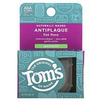 Tom's of Maine, Naturally Waxed Antiplaque Flat Floss, Spearmint, 29.2 m (32 yd)